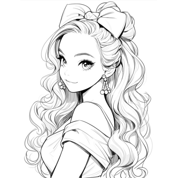 Barbie Anime Bebek Gri Tonlamalı Boyama Kitabı (100 Tam Sayfa) - 9