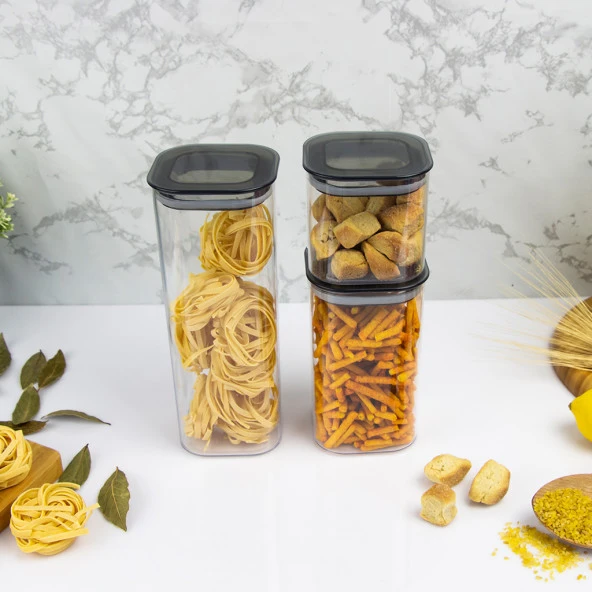 12 Adet İstiflenebilir Kristal Vakumlu Erzak Kabı Vakumlu Saklama Kabı Seti - 2