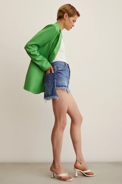 Pensli Jean Şort Etek Mavi - 2