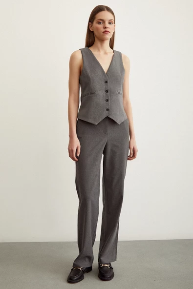 Klasik Boru Paça  Pantolon Gri - Resim 2