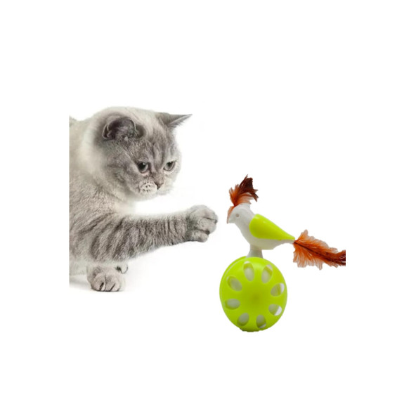 TİNEKE TEKERLEKLİ HACIYATMAZ KUŞ KEDİ OYUNCAĞI  LİMON YEŞİLİ 1 ADET - 2