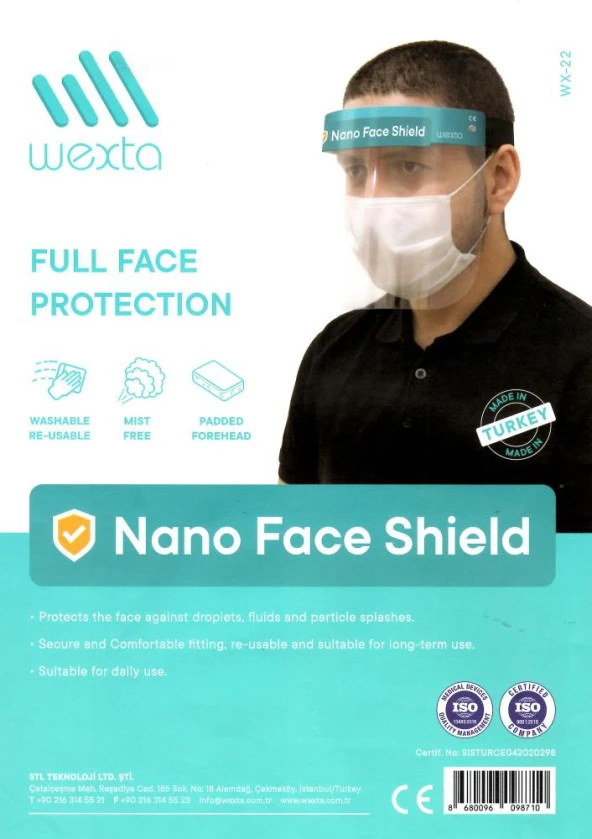 Wexta WX-22 Yüz Koruyucu  Siperlik Nano Face Shield