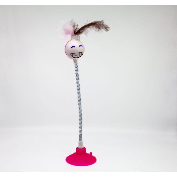 TİNEKE  VANTUZLU YAYLI GÜLEN YÜZ  KEDİ OYUNCAĞI PEMBE 1 ADET
