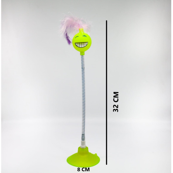 TİNEKE VANTUZLU YAYLI GÜLEN YÜZ  KEDİ OYUNCAĞI  YEŞİL 1 ADET - 2