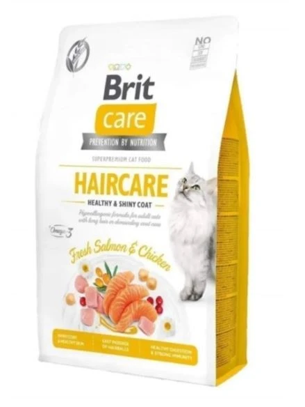 Brit Care Grain Free Hair Care Healthy & Shiny Coat Tavuklu ve Somonlu Kedi Maması 7 Kg