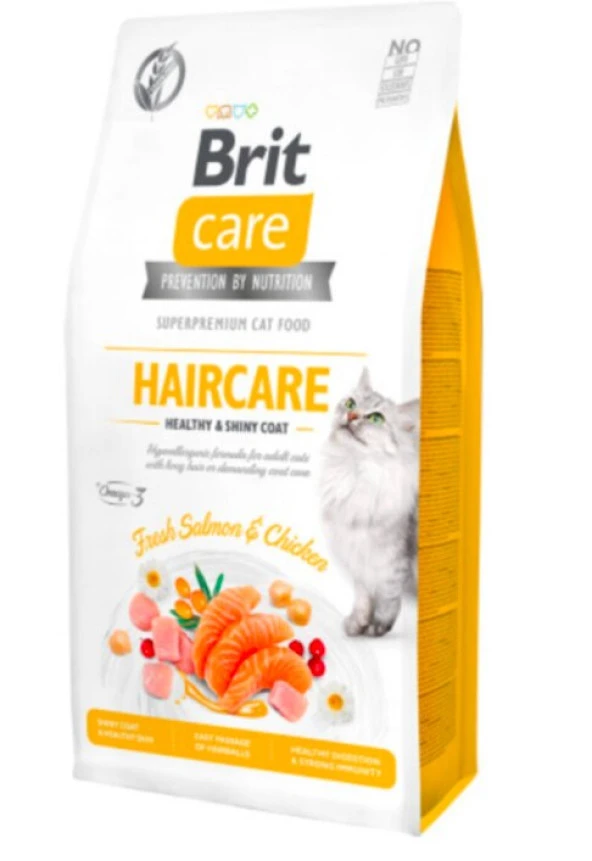 Brit Care Grain Free Hair Care Healthy & Shiny Coat Tavuklu ve Somonlu Kedi Maması 7 Kg