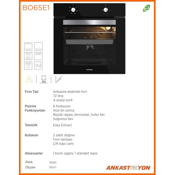 Silverline Siyah Cam Ankastre Set BO65E1B01-CS5349B01-3481 FLAM SİYAH - 4