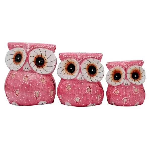 Ahşap Tombul Baykuş Üçlü Biblo No.4 ürün görseli