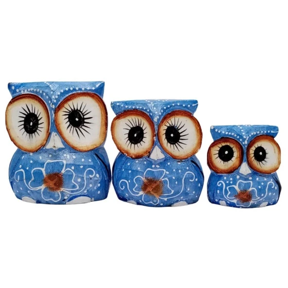 Ahşap Tombul Baykuş Üçlü Biblo No.5 ürün görseli