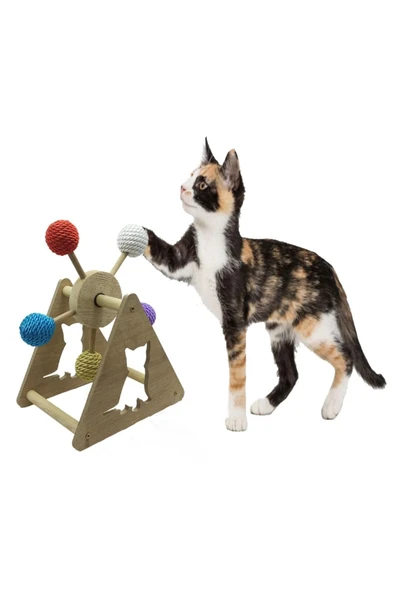AHŞAP 5 RENKLİ TOPLU KEDİ OYUNCAĞI
