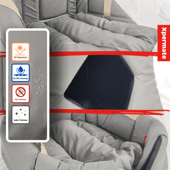 XPERMATE 3 Fonksiyonlu Kedi Evi - Küçük Irk Köpek Evi - Kedi Mağara Kedi Yuvası - Kedi Yatağı Antrasit - 4