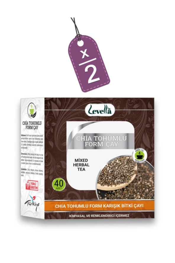 Chia Tohumlu Form Karışık Bitki Çayı 40lı Süzen Poşet 2 Paket - 2