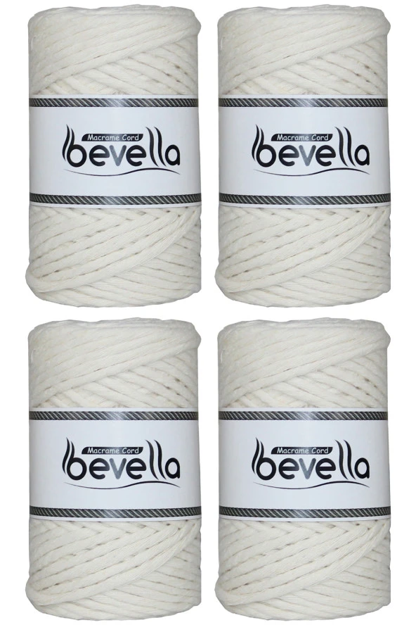 Taranan Makrome İpi Tek Büküm Taranabilir 3 mm ip Pamuk Makrome ipleri 1 kg (4X250 gr) ürün görseli 1
