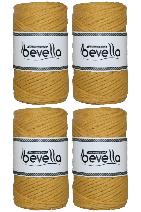 Taranan Makrome İpi Tek Büküm Taranabilir 3 mm ip Pamuk Makrome ipleri 1 kg (4X250 gr) - 1
