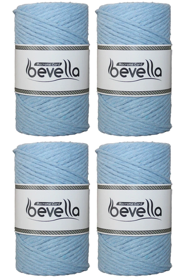 Taranan Makrome İpi Tek Büküm Taranabilir 3 mm ip Pamuk Makrome ipleri 1 kg (4X250 gr) ürün görseli 1