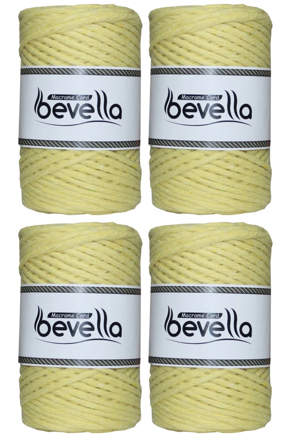 Taranan Makrome İpi Tek Büküm Taranabilir 3 mm ip Pamuk Makrome ipleri 1 kg (4X250 gr) - 1