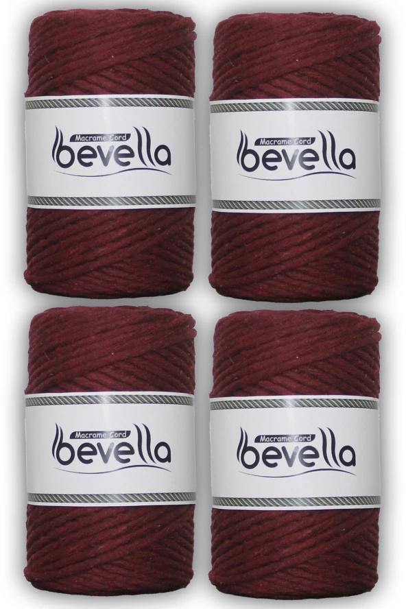 Taranan Makrome İpi Tek Büküm Taranabilir 3 mm ip Pamuk Makrome ipleri 1 kg (4X250 gr) ürün görseli 1