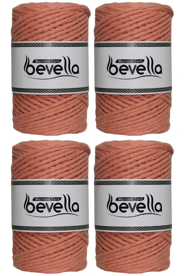 Taranan Makrome İpi Tek Büküm Taranabilir 3 mm ip Pamuk Makrome ipleri 1 kg (4X250 gr) ürün görseli 1