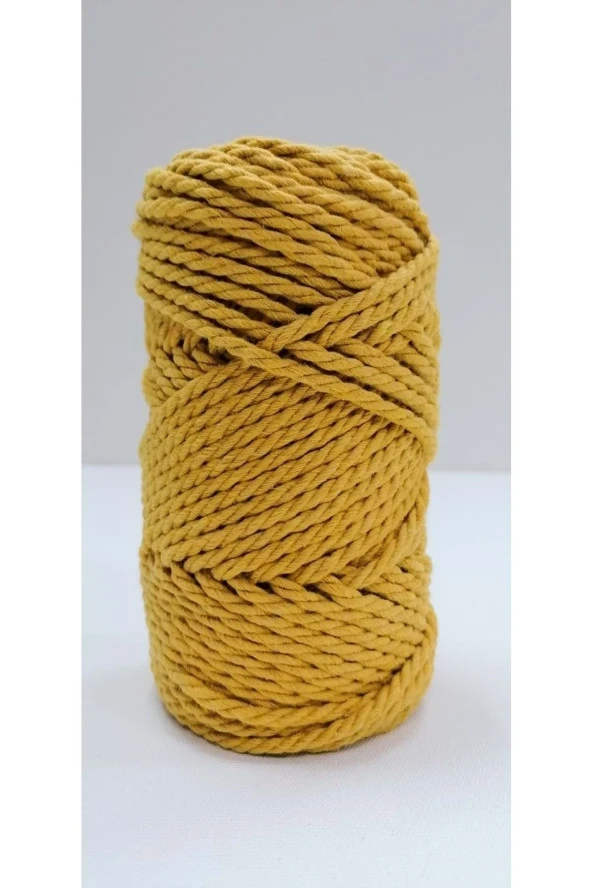 Pamuk Makrome Ipi Taranan 3 Mm 3 Büküm 250 gr Hardal