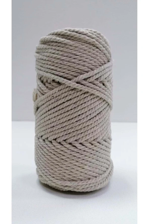 Pamuk Makrome Ipi Taranan 3 Mm 3 Büküm 250 gr Bej ürün görseli 1