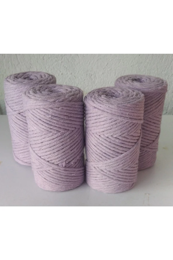 Renk Lila .. Taranabilir Tek Büküm 3 Mm Makrome Ipi 250grx4 Adet - Resim 2