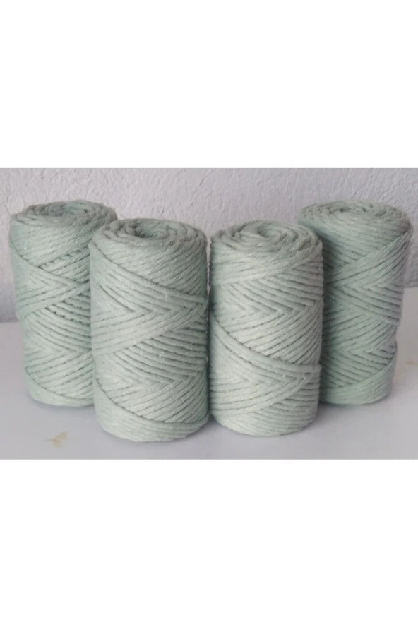 Taranabilir Makrome Ipi 3 Mm Tek Büküm 250x4 Adet Mint Yesil - Resim 2