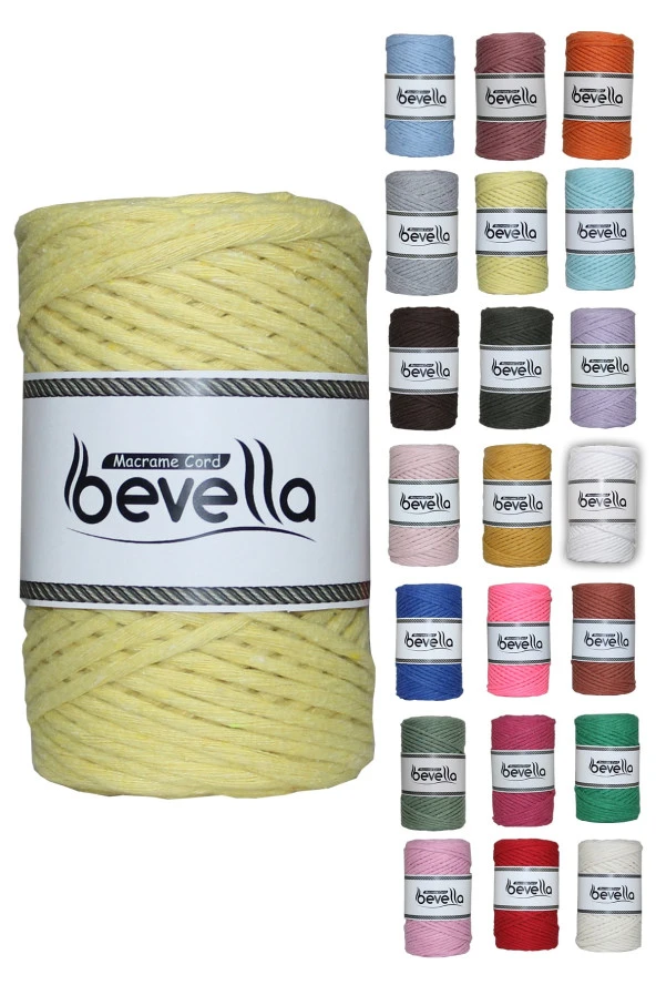 Taranan Makrome Ipi 3mm Taranabilir Pamuk Tek Büküm Makrome Ipi Sarı ürün görseli 1