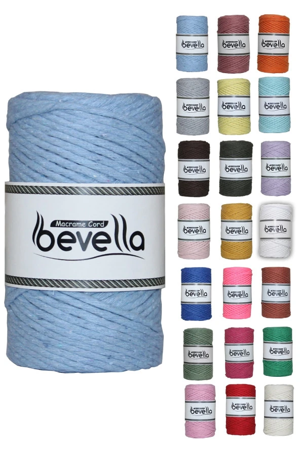 Taranan Makrome Ipi 3mm Tek Büküm Taranabilir Pamuk Makrome Ipi Bebe Mavisi ürün görseli 1