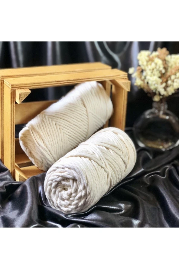 Pamuk Makrome Tarama Ip - 3 Mm - Krem (1 Adet) ürün görseli 1