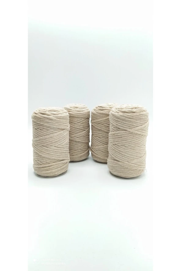 Bej 1 Kg Makrome Tarama Ipi Pamuk 3.0 / 3.5 Mm 4x250 gr - Resim 2