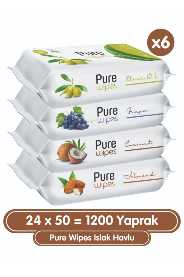 Pure Baby Meyveli Karma 50 Yaprak 24'lü Paket Islak Havlu