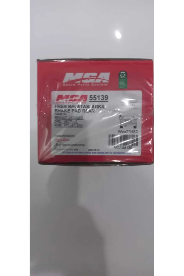 MGA  ARKA FREN BALATASI FORD FOCUS CMAX 04 15/RENAULT LAGUNA/OPEL VECTRA C 03>PEUGEOT 508 10> ürün görseli