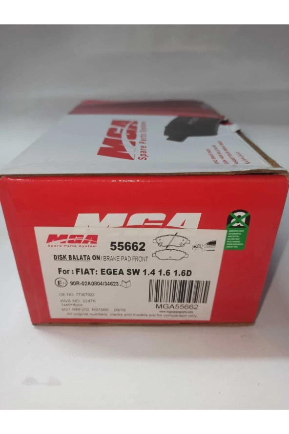 MGA  55662 Fıat Egea Sw 1.4-1.6-1.6 D Ön Fren Balatası Uyumlu ürün görseli