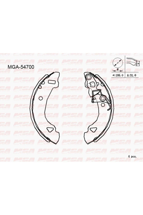MGA  54700 Arka Fren Balatası(KAMPANA)fiat Uno 70 1983 -1995 1.4 /fiat Panda/lancia Y10 - Resim 2