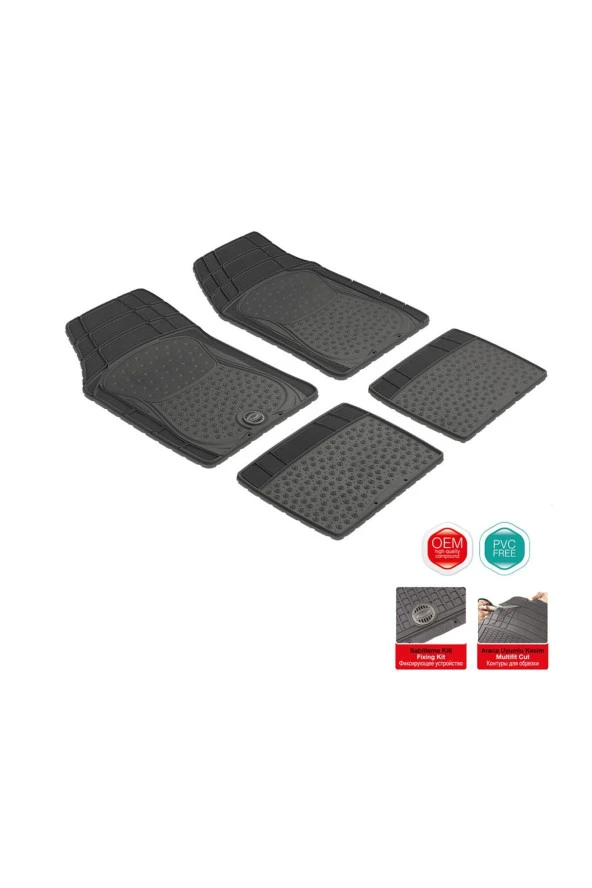 Pufi  Bubble Base Universal Kauçuk Paspas Siyah Uyumlu - Resim 2