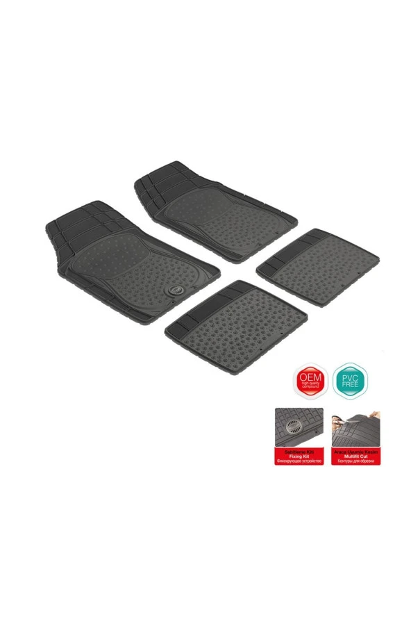 Pufi  Bubble Base Universal Kauçuk Paspas Siyah Uyumlu - Resim 3