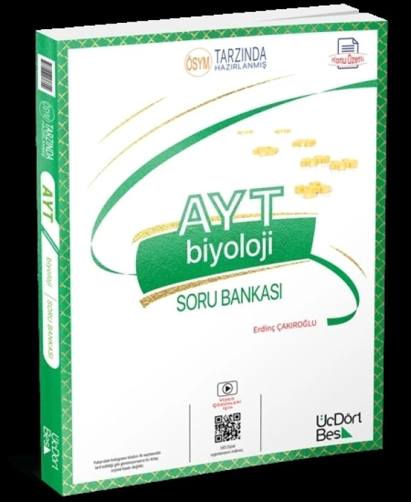 ÜçDörtBeş Yayınları AYT Biyoloji Soru Bankası 2024