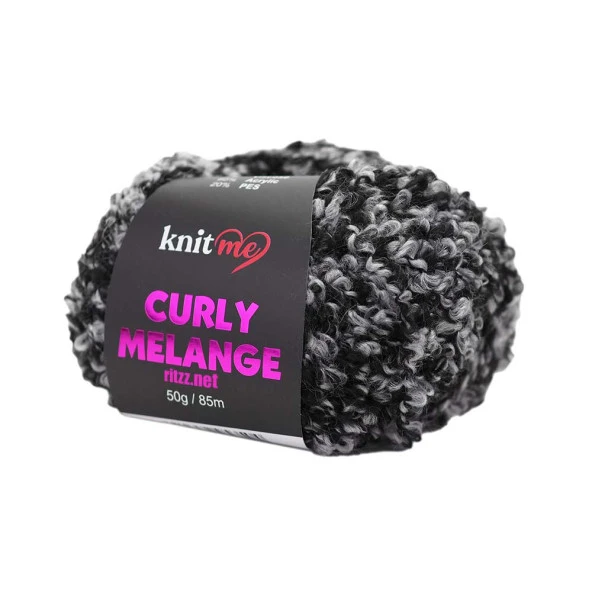 Knit Me Curly Melange KCM54 Siyah Melanj