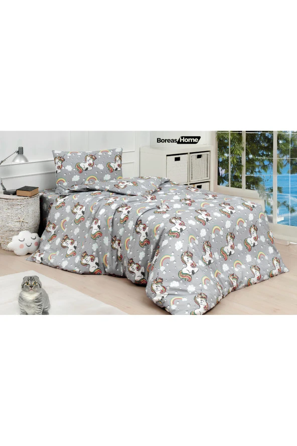 Boreas Home Unicorn Pamuklu Ranforce Tek Kişilik Nevresim Takımı - 2