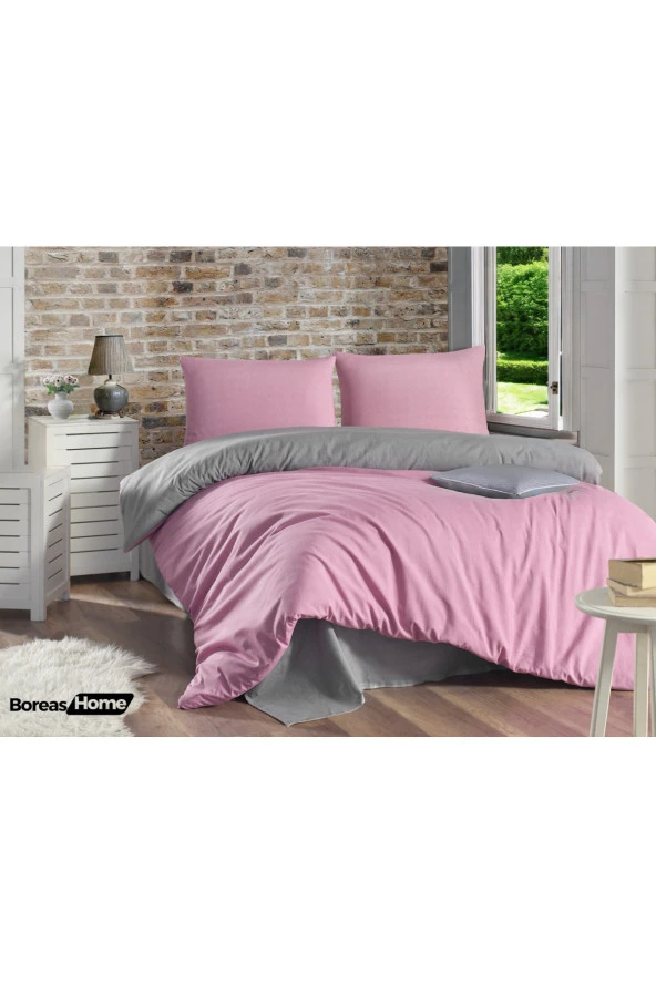 Boreas Home Premium Mürdüm Gri Pamuklu Tek Kişilik Nevresim Seti - 2