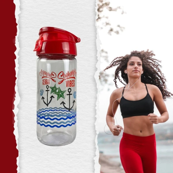 Cam Matara Cam İçecek Matarası Şişesi Sporcu İçecek Matarası 500ML - 8