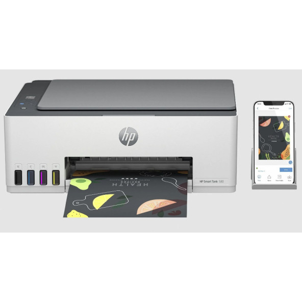 Hp Smart Tank 580 Fotokopi + Tarayıcı + Wi-Fi + Airprint Renkli Tanklı Yazıcı 1F3y2a - 5