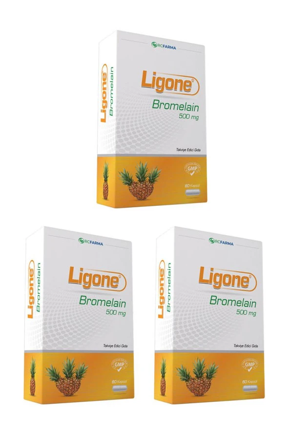 Ligone Bromelain 500 mg 60 Kapsül x 3 Adet