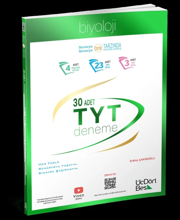 Üç Dört Beş Yayıncılık TYT Biyoloji 30 Deneme Yeni