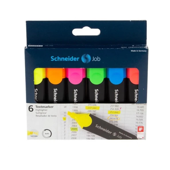 Schneider 150 Job Fosforlu Kalem  6 Lı Karton Kutu 115096 SCB392