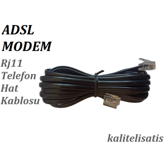 3 Metre Adsl Modem Telefon Hat Kablosu Rj11 (10 Adet)