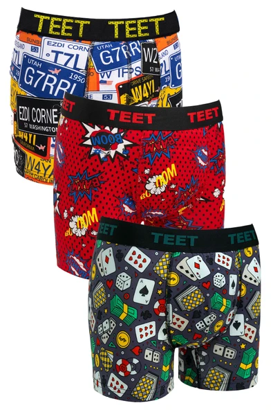 TEET Erkek Boxer Pamuklu Desenli Premium 9'lu Set - Resim 8