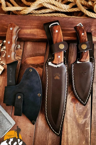 3 Lü Outdoor Balta Bıçak Seti Kamp Baltası Bıçak Bıçağı Nacak Budama Baltası Lzbltdx - 5