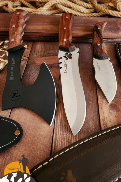 3 Lü Outdoor Balta Bıçak Seti Kamp Baltası Bıçak Bıçağı Nacak Budama Baltası Lzbltdx - 4