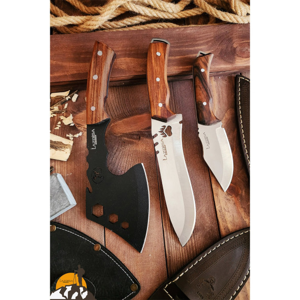 Outdoor Balta Bıçak 3lü Seti Kamp Baltası Bıçak Bıçağı Nacak Budama Baltası BLT6X